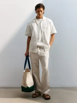 T-shirt décontracté en tissu bouclé - Blanc cassé — photo 4
