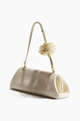 Sac porté épaule avec pompon décoratif - Jaune pâle — photo 2