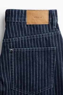 Short High Knee en denim - Bleu denim foncé/rayé — photo 2
