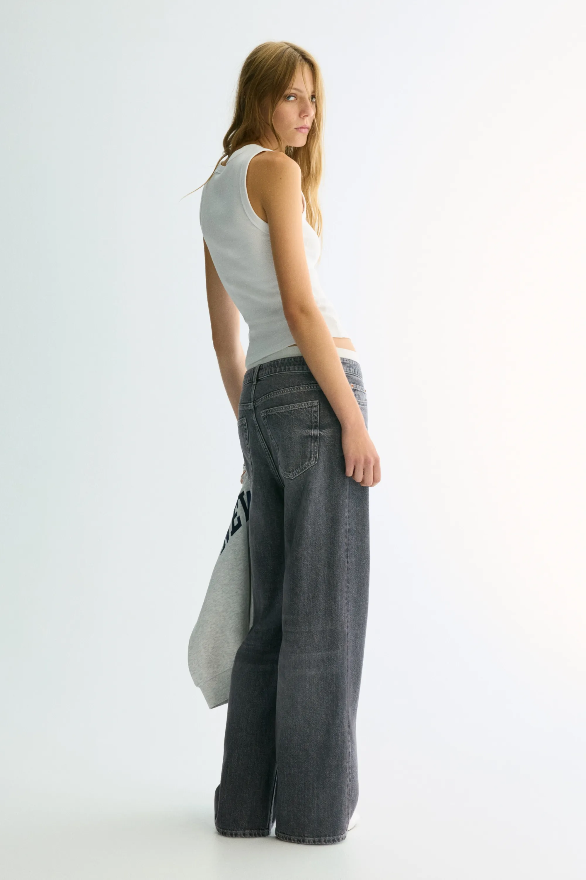Baggy Regular Waist Jeans - Gris denim foncé