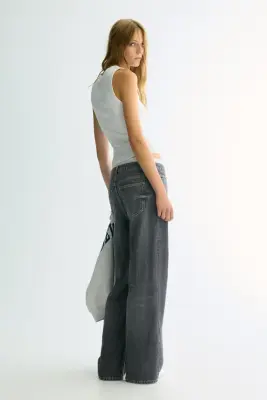 Baggy Regular Waist Jeans - Gris denim foncé — photo 1