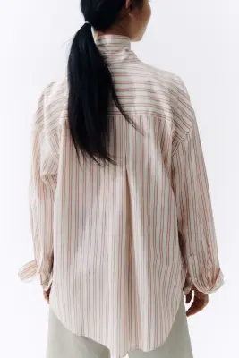 Chemise oversize en lyocell mélangé - Rose clair/rayé — photo 1