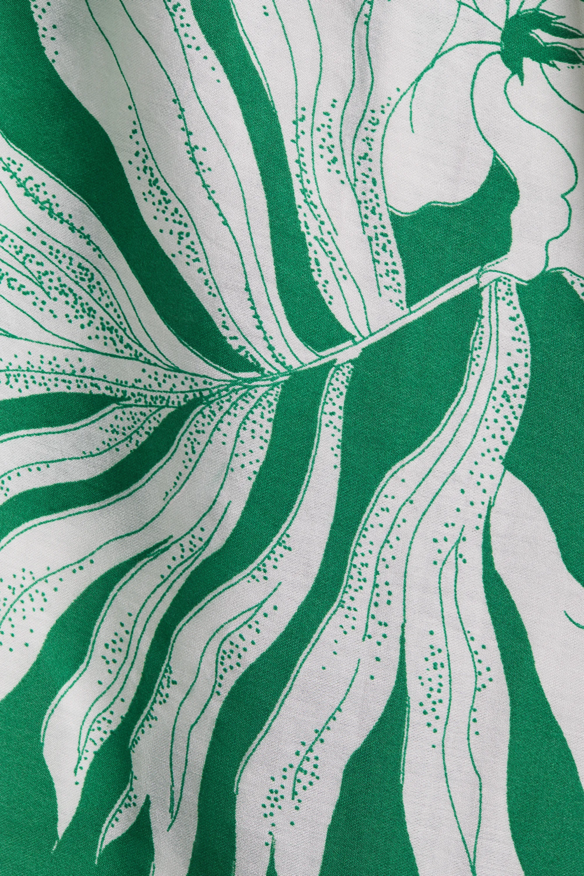 Pantalon loose avec cordon de serrage - Vert/blanc/fleuri