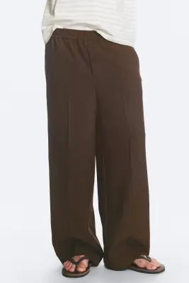 Pantalon de costume plissé baggy ample - Marron foncé — photo 3