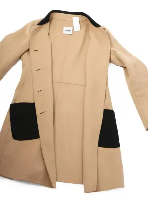 Manteau en 60% laine marron camel poches noires Taille 36 — photo 2