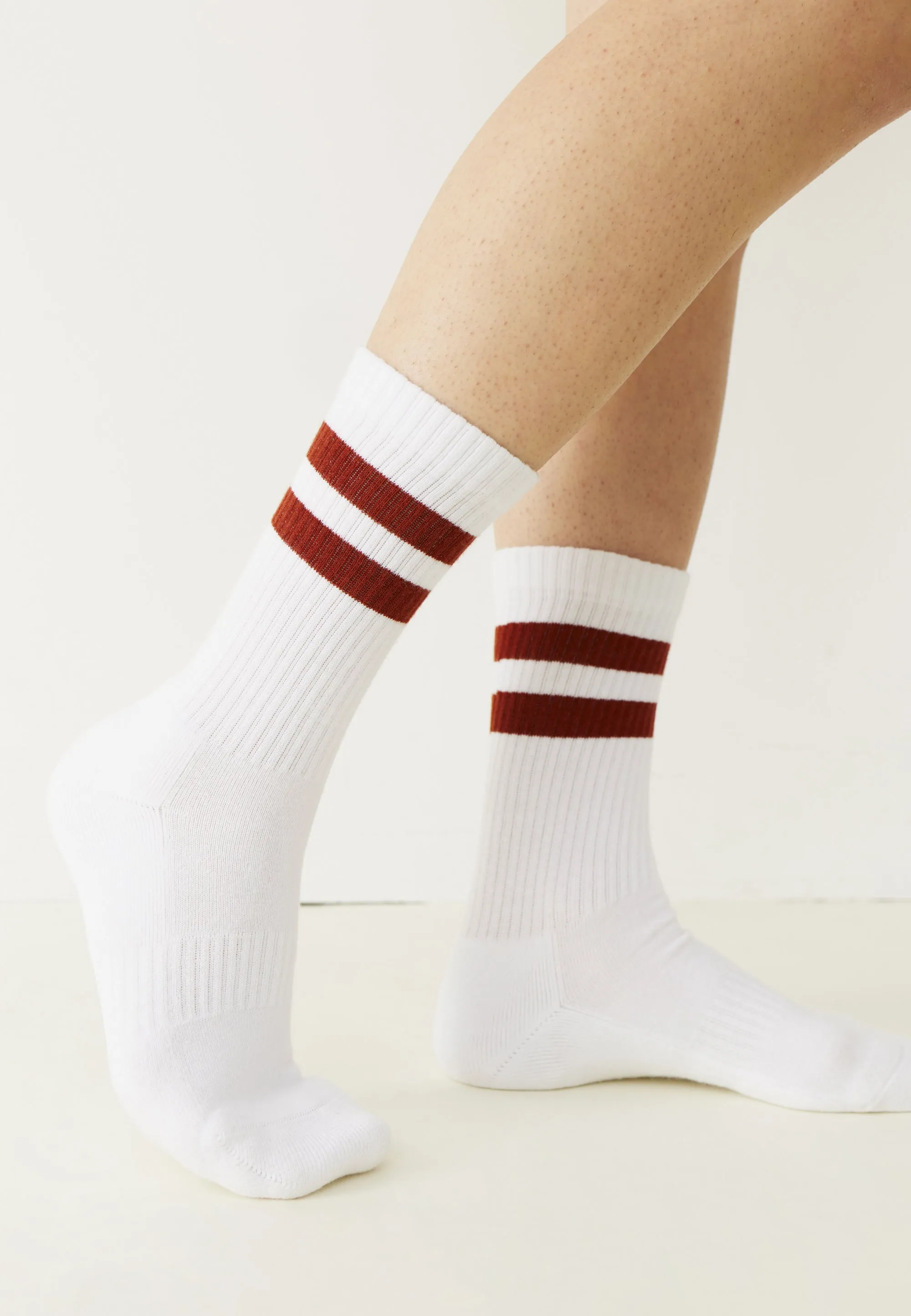 Les chaussettes côtelées - Rayures terracotta