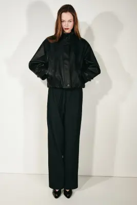 Pantalon en jersey texturé - Noir — photo 1