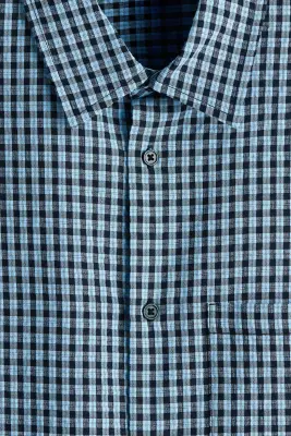 Chemise Relaxed Fit à manches courtes - Bleu clair/carreaux — photo 5