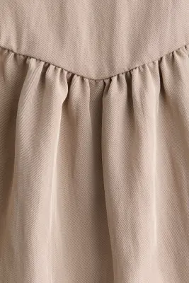 Robe en twill froncée - Taupe ancien — photo 4