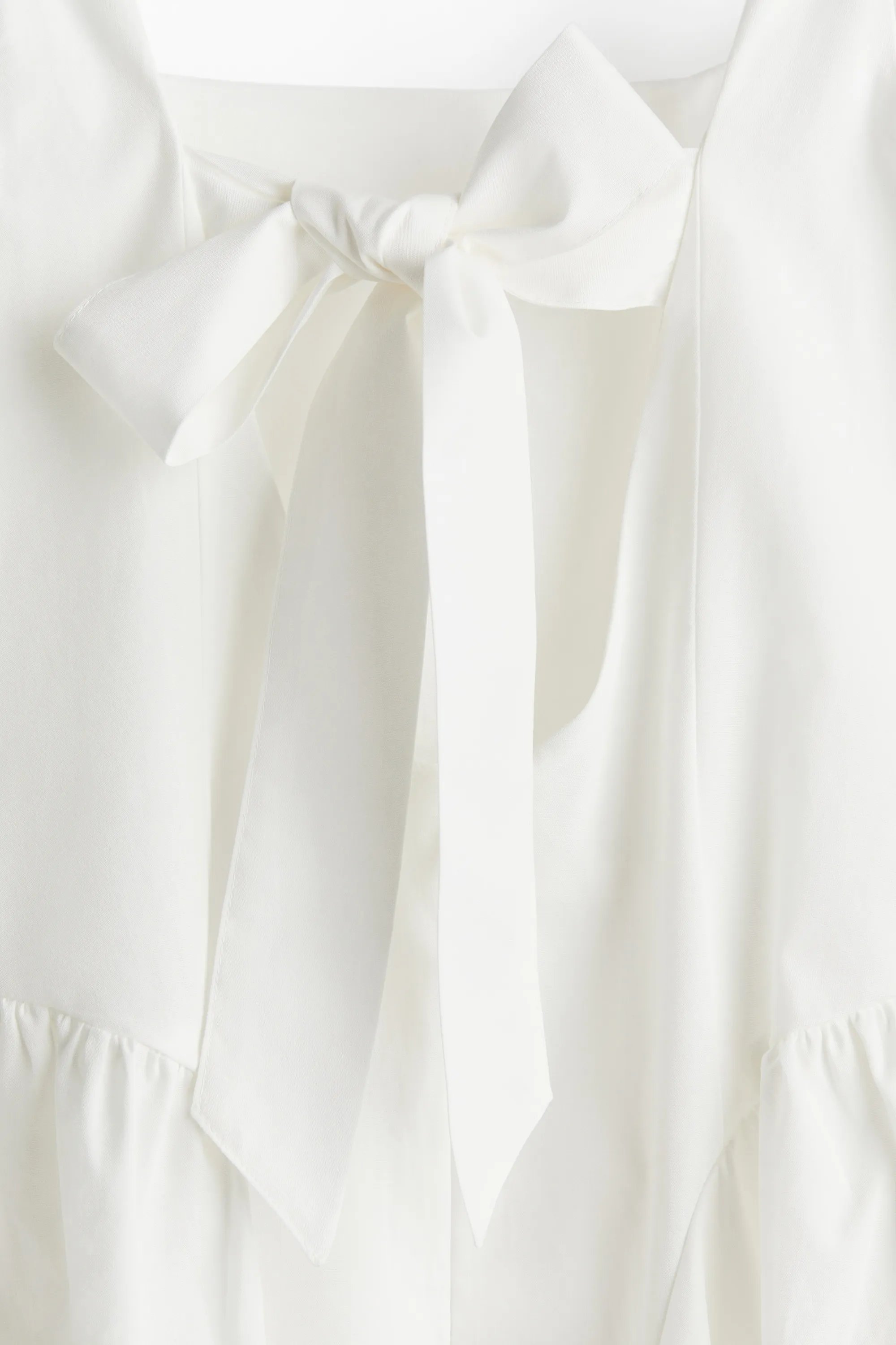 Robe en popeline avec liens à nouer dans le dos - Blanc