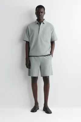 CHEMISE POPOVER EN COTON PIQUÉ - GRIS — photo 3