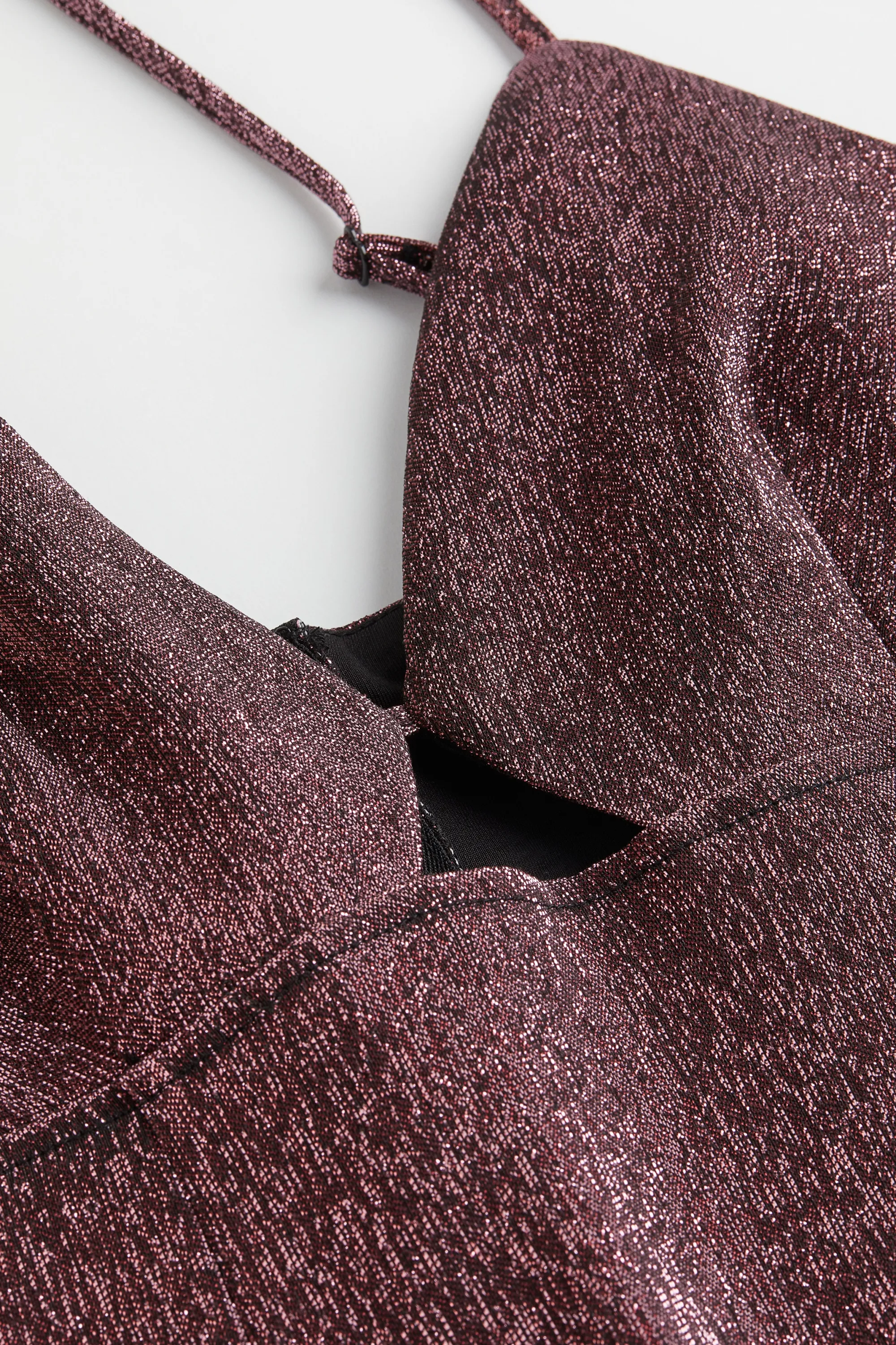 Mini robe découpée - Rouge foncé/scintillant