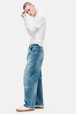 Jean baggy avec pinces - Bleu denim clair — photo 3