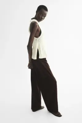 Viscose-blend barrel trousers - Marron foncé — photo 2