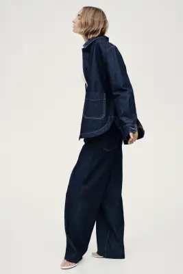 Denim shacket - Bleu denim foncé — photo 5