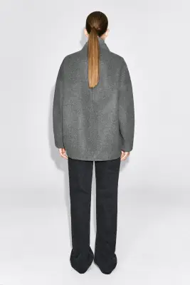 VESTE ZIPPÉE EN MÉLANGE DE LAINE SCULPTÉE - GRIS — photo 3