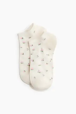 Socquettes, lot de 7 paires - Crème/fleuri — photo 1