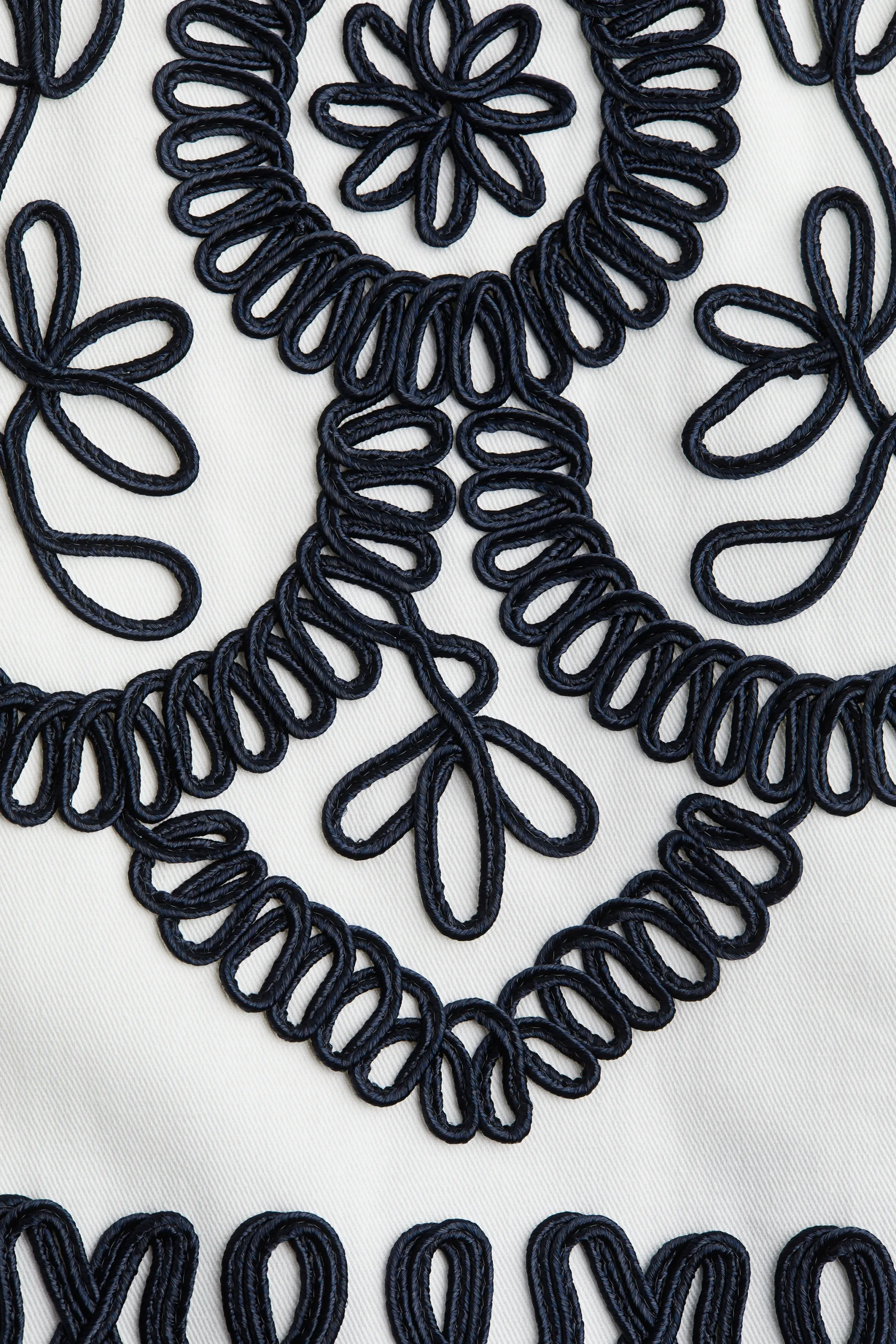 Robe droite brodée - Blanc/noir
