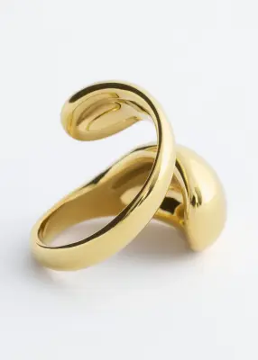 Bague sculpturale à effet torsadé double - Doré — photo 2