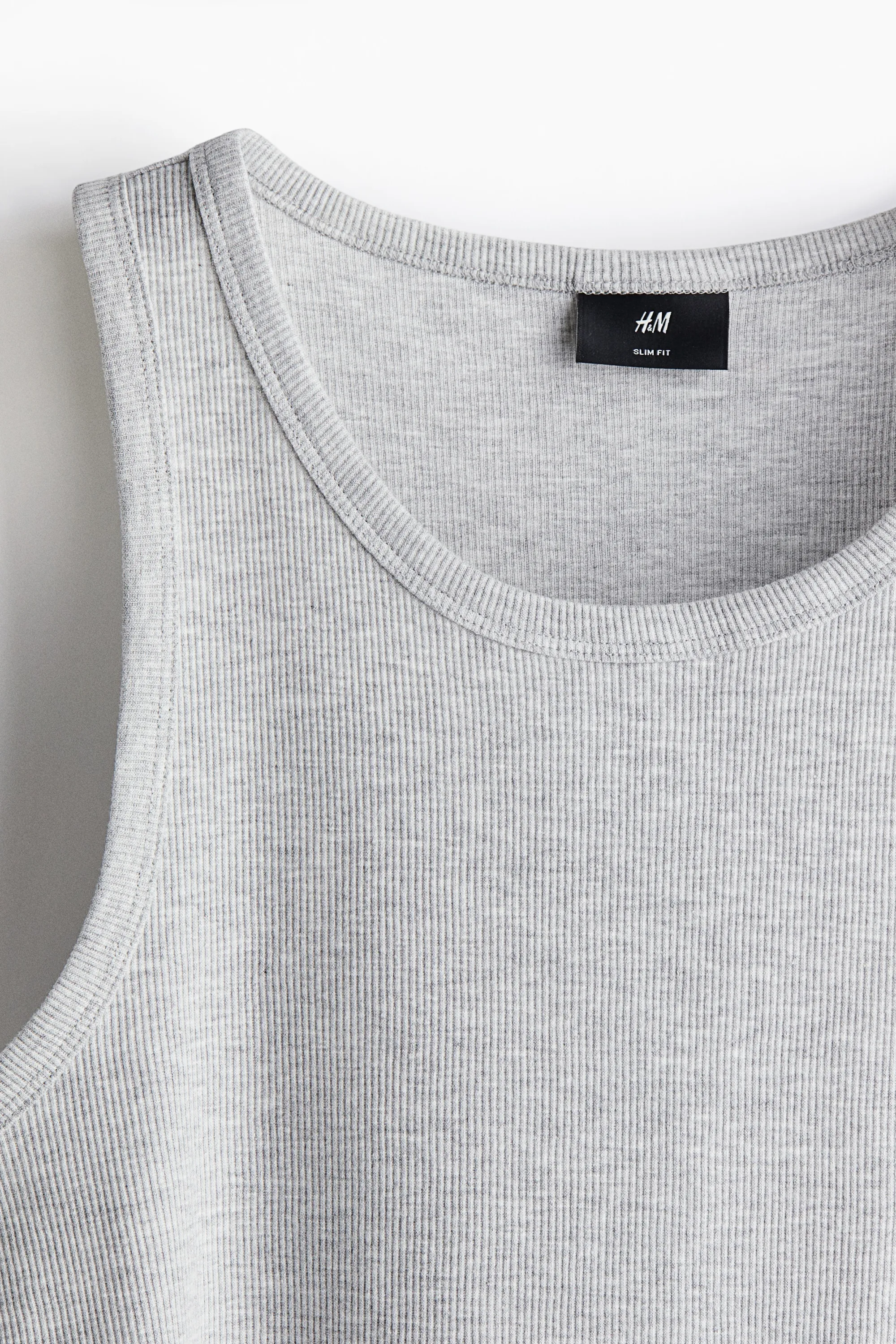 Débardeur côtelé Slim Fit - Gris chiné