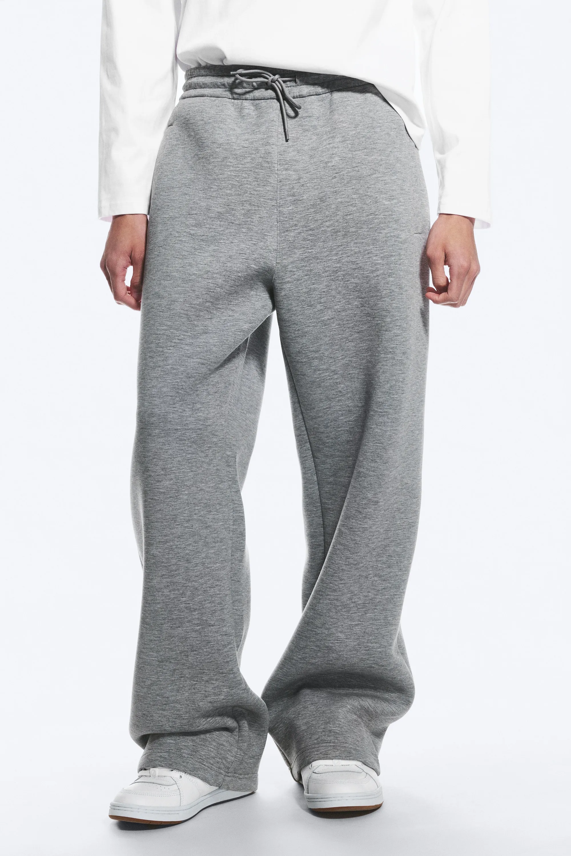Pantalon en textile façon néoprène Loose Fit - Gris chiné