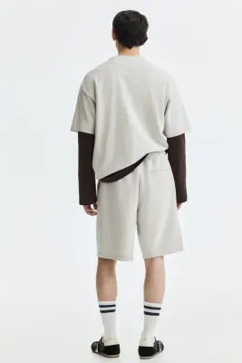Short Relaxed Fit en interlock - Gris clair — photo 4