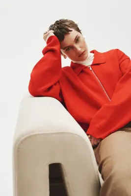 Gilet oversize zippé - Rouge — photo 2