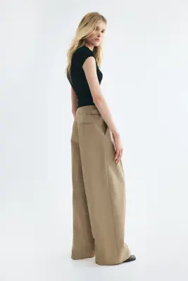 Pantalon chic à jambes larges - Vert kaki clair — photo 2