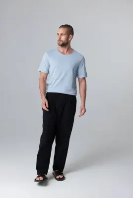 Pantalon Noir en Coton / Lin / Coton organique