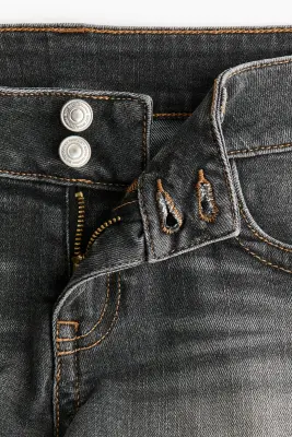 Mini short taille basse en denim - Gris denim — photo 5