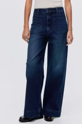 Wide High Jeans - Bleu denim délavé — photo 2