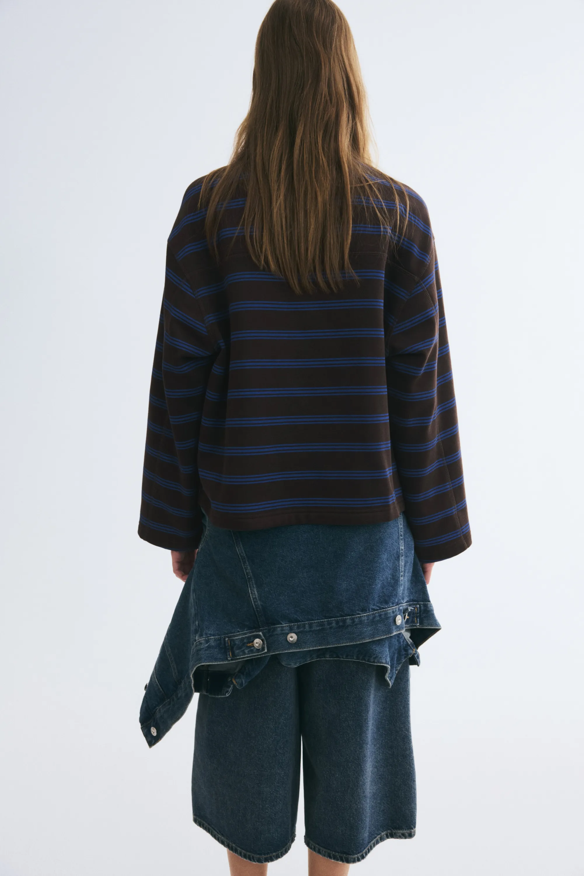 Sweat oversize - Marron foncé/rayé