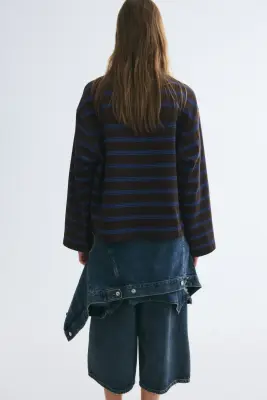 Sweat oversize - Marron foncé/rayé — photo 1