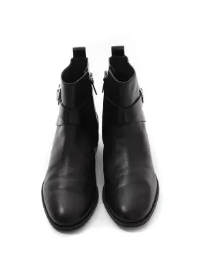Bottines plates bout amande en cuir noir boucle argent Prix boutique 750€ Taille 38 — photo 4