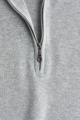Pull oversize avec col zippé - Gris chiné — photo 5