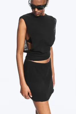 Mini-jupe en coton - Noir — photo 1