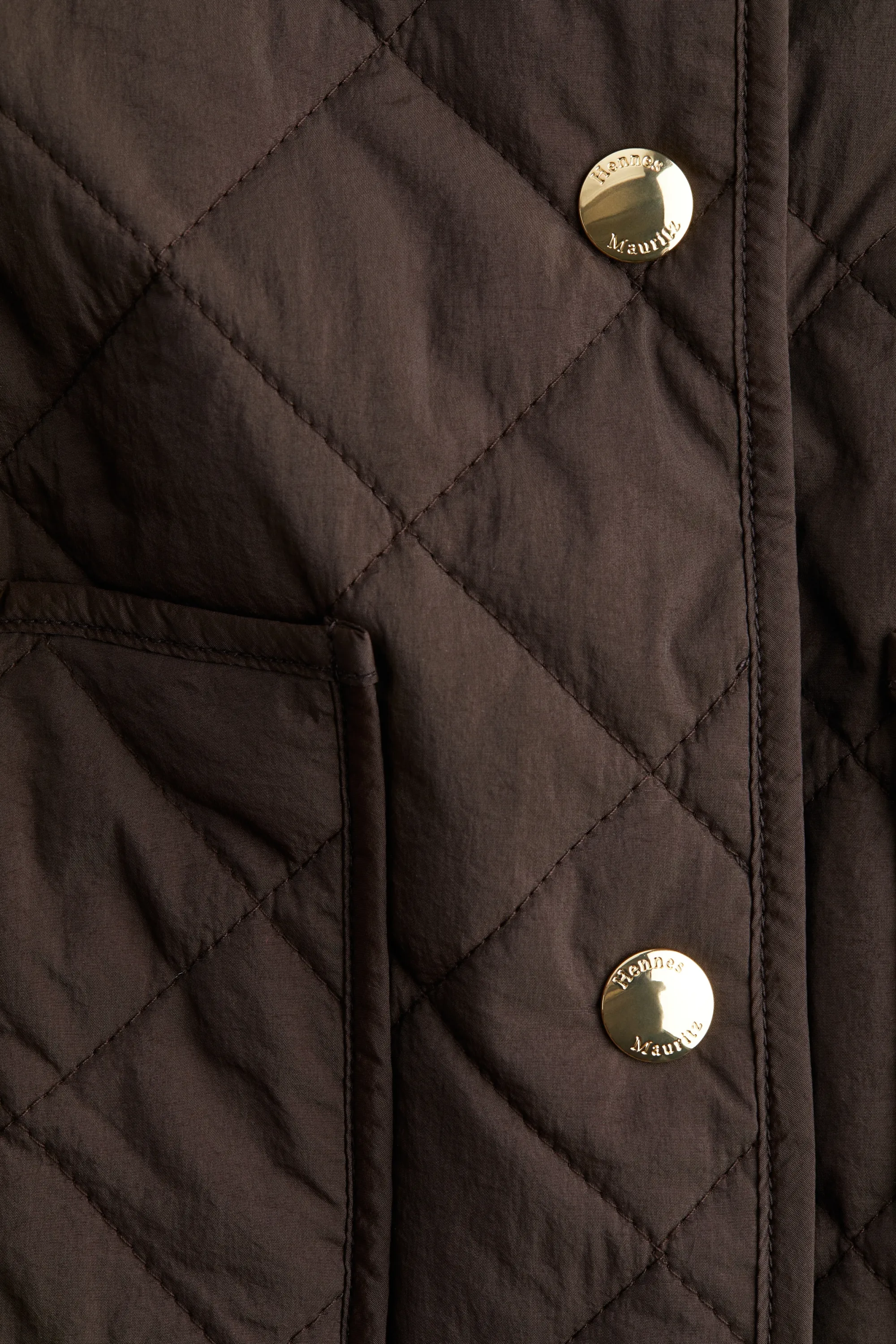 Veste matelassée avec col en velours côtelé - Marron foncé