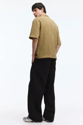Chemise Relaxed Fit avec col cubain - Beige — photo 3