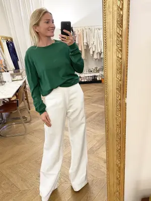 Pull col rond en coton vert prairie Prix boutique 850€ Taille M — photo 4