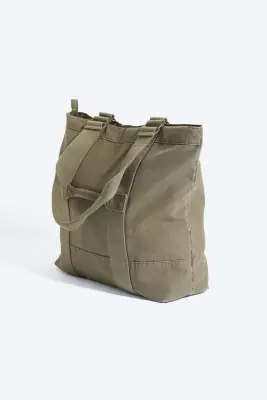 Grand sac cabas en toile - Vert kaki — photo 2