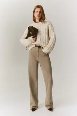 Pull en maille torsadée - Beige clair — photo 2