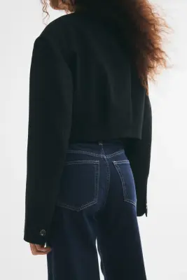 Wide High Waist Jeans - Bleu denim foncé — photo 3