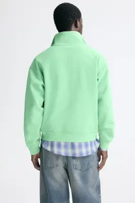 Sweat boxy Loose Fit avec zip - Vert vif — photo 3