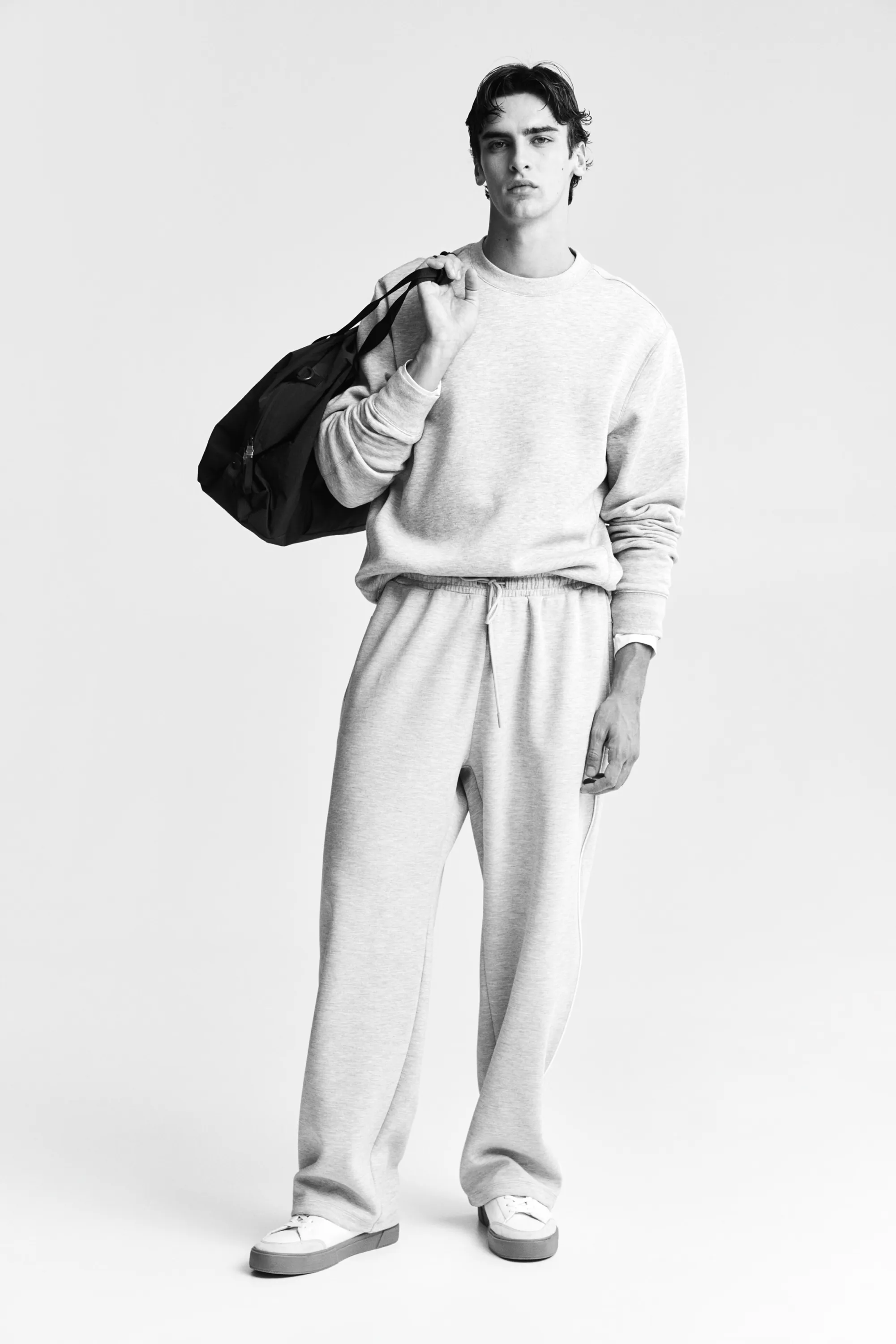 Pantalon jogger de sport Loose Fit - Gris clair chiné
