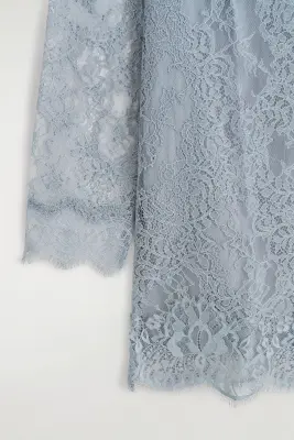 ROBE COURTE EN DENTELLE À ENCOLURE BATEAU - BLEU CIEL — photo 5
