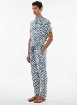 Pantalon Bleu en Lin / Elasthanne — photo 2
