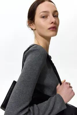 Gilet côtelé - Gris foncé chiné — photo 3