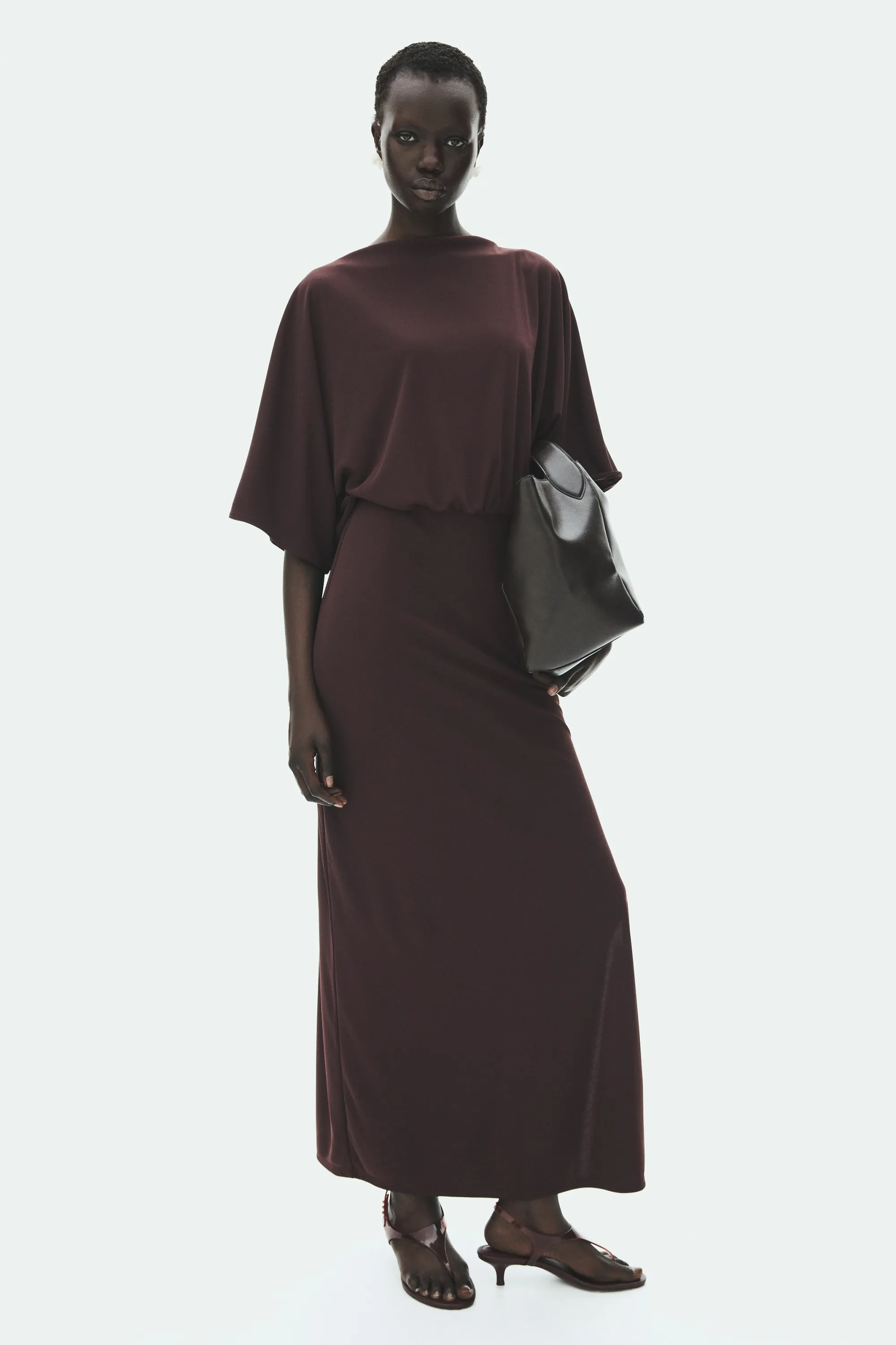 Robe en jersey avec dos bénitier - Marron foncé