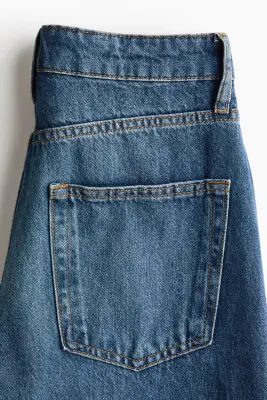 Wide High Waist Ankle Jeans - Bleu denim foncé — photo 3