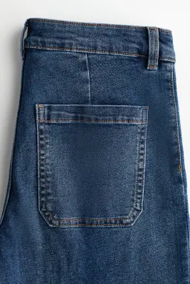 Wide High Waist Jeans - Bleu denim foncé — photo 4